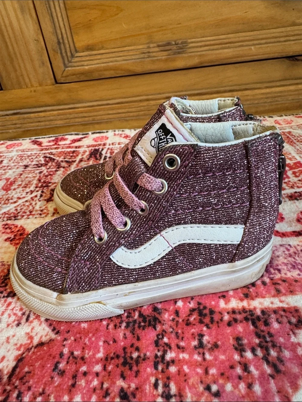 Vans Kids Pink Glitter High-Top Sneakers - Pink
